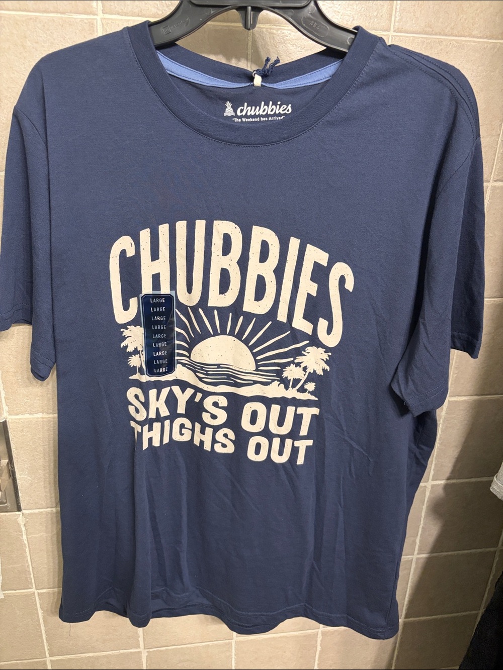 chubbies Navy Graphic Tee with Cream Print